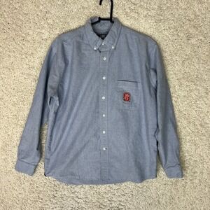 NC State Wolfpack Button Down Shirt Mens Medium Blue Logo Preppy College NCAA